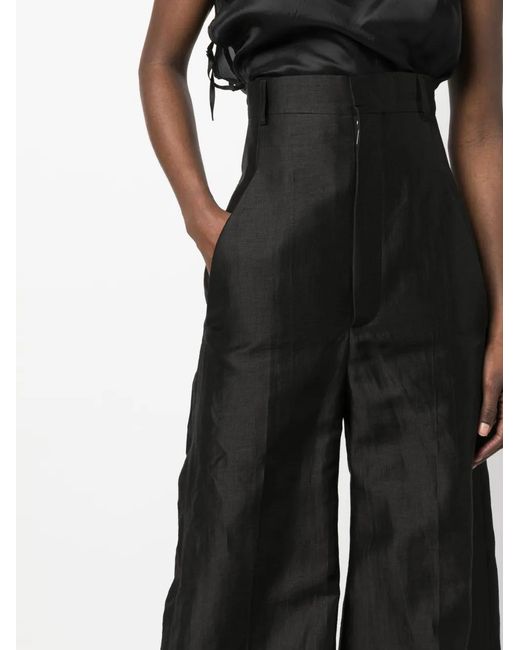 Rick Owens Black High-Waist Wide-Leg Trousers