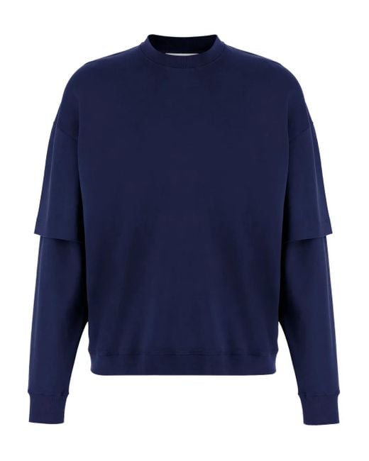 DARKPARK Blue Double-Layered Wool Sweatshirt for men