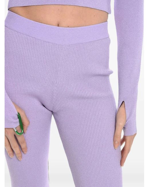 Herskind Purple Ribbed-Knit Legging Trousers