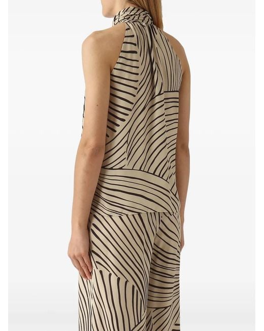 PT Torino Natural Abstract-Print Halterneck Top