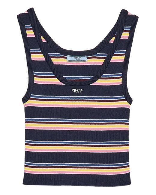 Prada Gestreepte Tanktop in het Blue