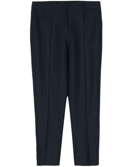 N.Peal Cashmere Blue Harper Linen Cropped Trousers