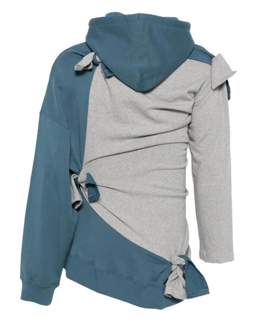 Martine Rose Blue Asymmetrical Tie-Detail Cotton Hoodie for men