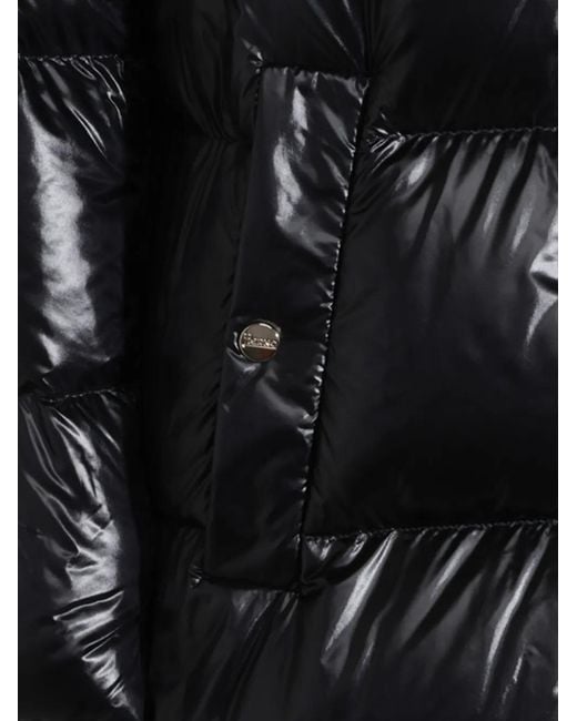 Herno Black Quilted Hooded Coat