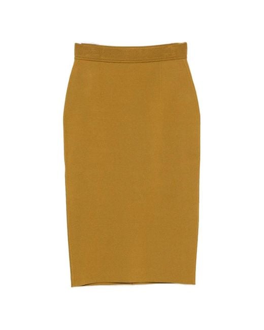 Tom Ford Yellow Belted Knit Midi Skirt