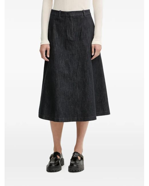 Marc O' Polo Black Belt-Loops Midi Skirt