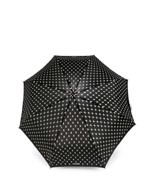 Moschino Black Monogram Foldable Umbrella
