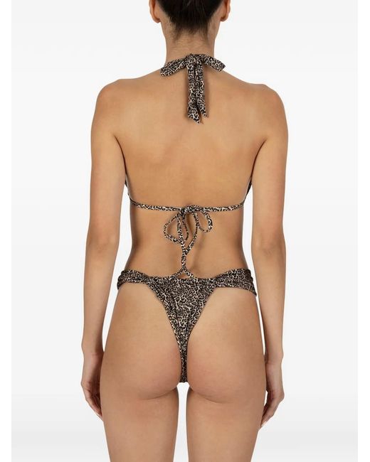 Paramidonna White Mirla Leopard Print Two Pieces Swimsuit