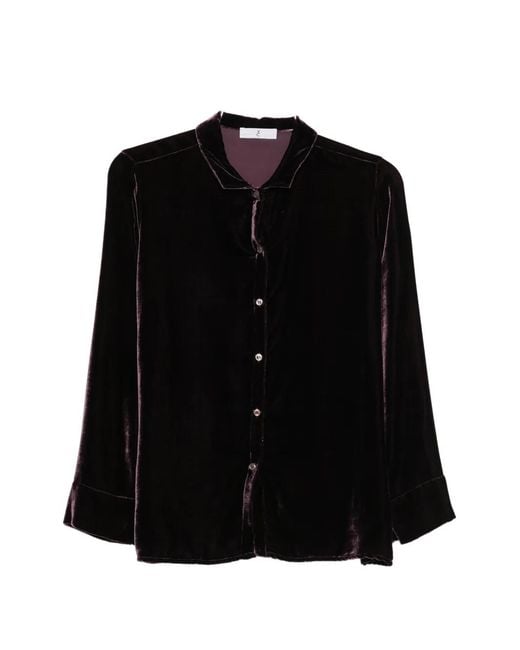Whyci Black Velvet Long-Sleeve Shirt