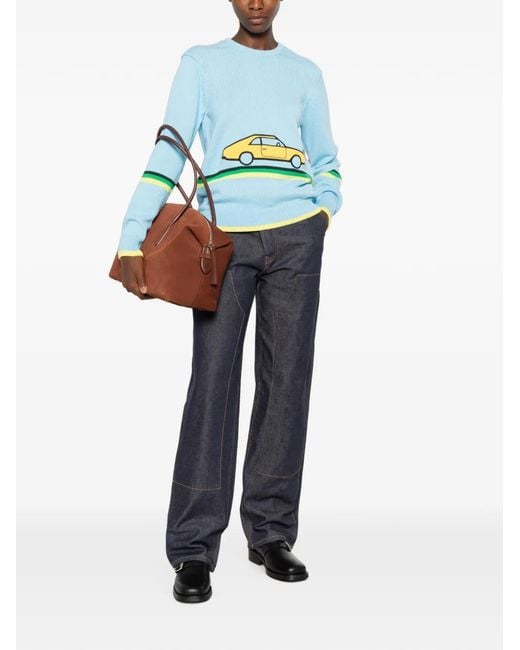 J.W. Anderson Blue Car-Patch Sweater