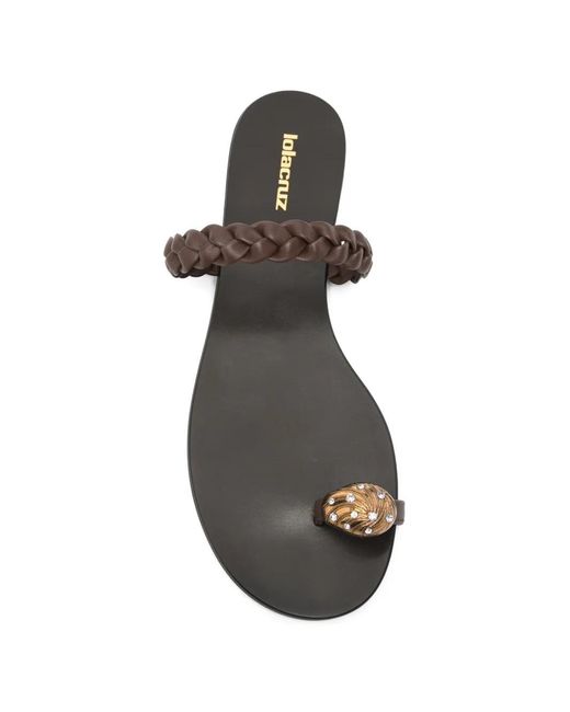 Lola Cruz White Mona Embellished Flat Sandals