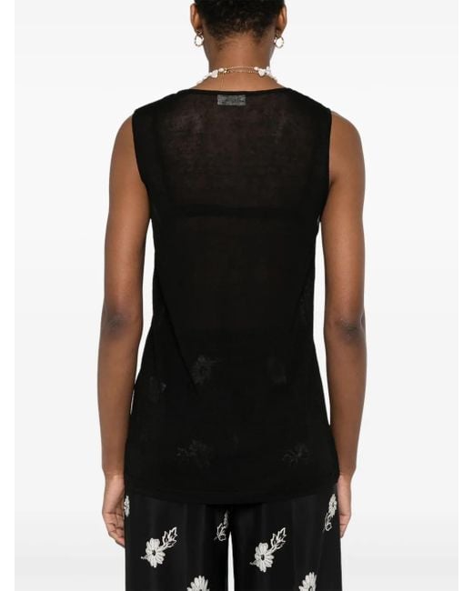 P.A.R.O.S.H. Black Fine-Knit Tank Top