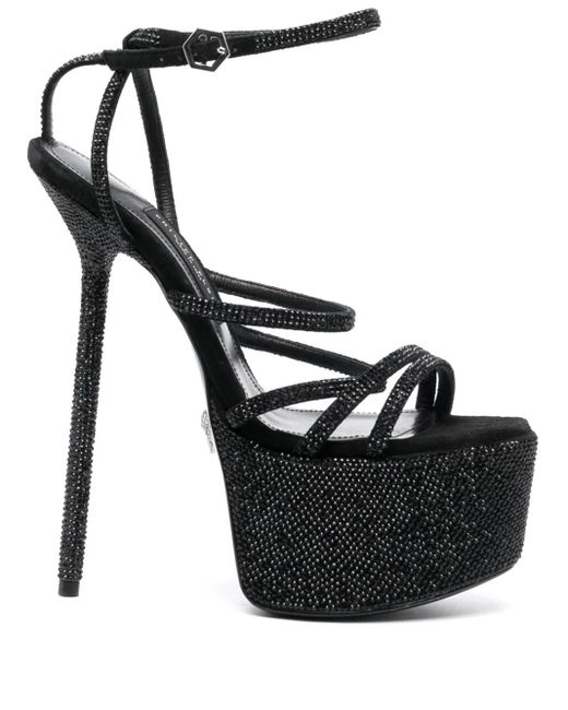 Philipp Plein Black 170Mm Embellished Platform Sandals