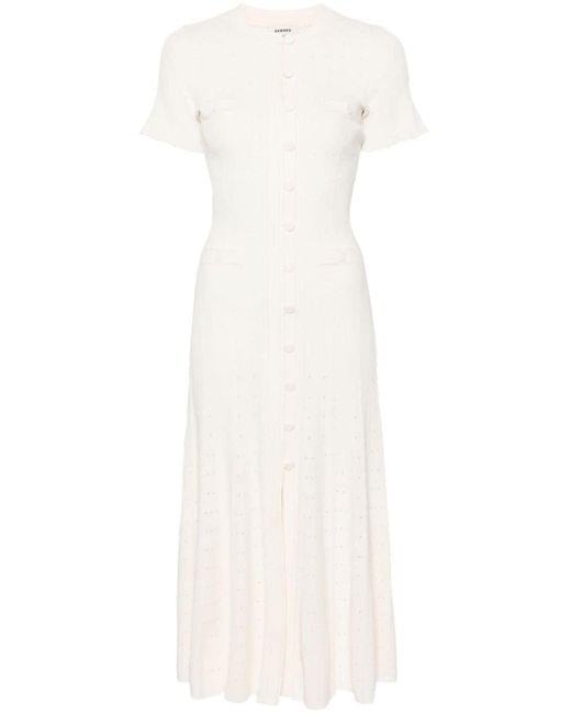 Sandro Ribbed-Knit Midi Dress in White | Lyst