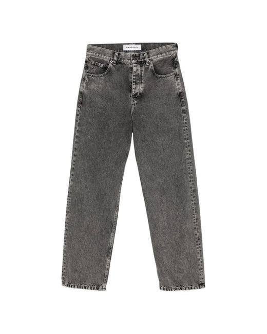 Amaranto Gray Acid-Wash Straight-Leg Jeans for men