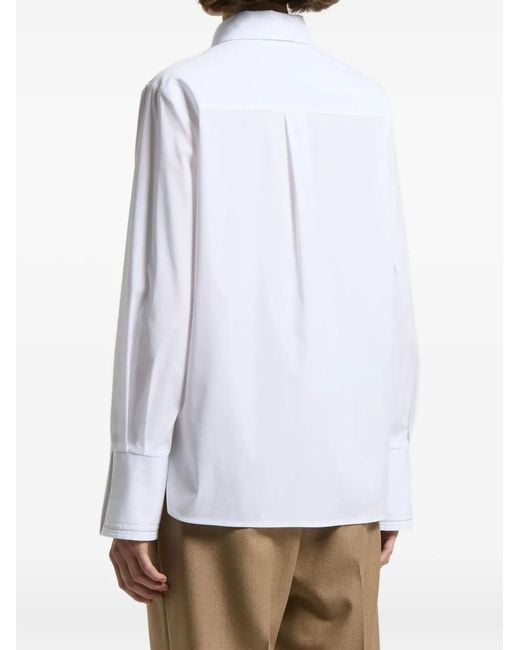 Peserico White Pocket-Cuff Cotton-Blend Shirt