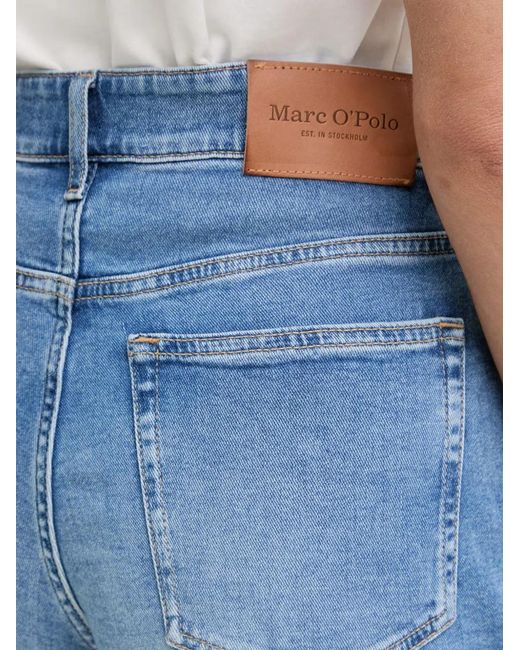 Marc O' Polo Blue Faded-Effect High-Waisted Denim Shorts