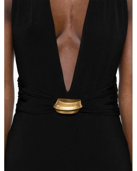 Tom Ford Black Plunging-Neck Sleeveless Gown