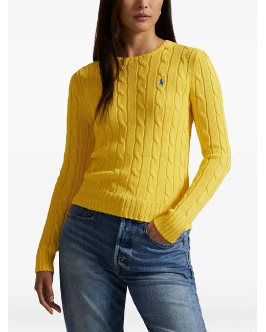 Polo Ralph Lauren Yellow Cable-Knit Crew-Neck Sweater