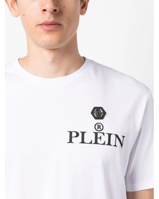 Camiseta SS Iconic Plein con cuello redondo Philipp Plein de hombre de color White