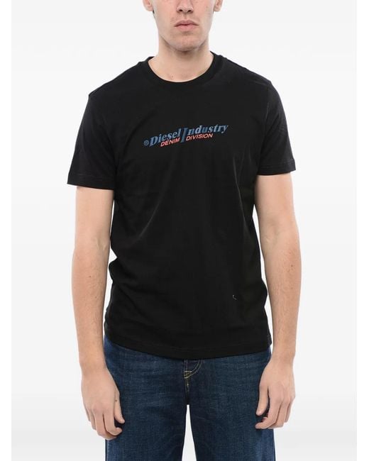 DIESEL Black Logo-Print Crew-Neck T-Shirt for men