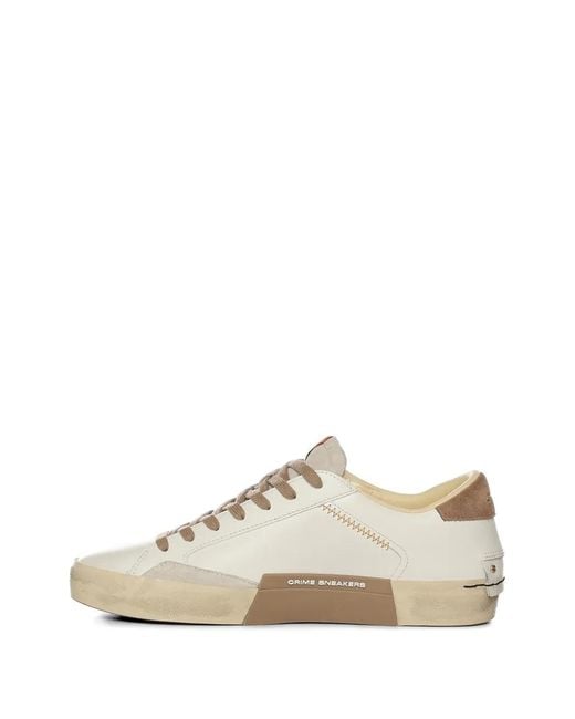 Crime London White Leather Sneakers for men
