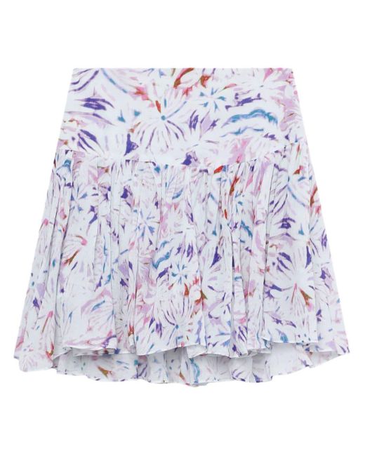 IRO Pink Floral-print Draped Mini Skirt