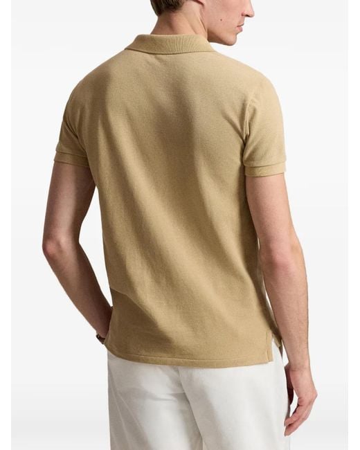 Polo Ralph Lauren Natural Embroidered Cotton Polo Shirt for men
