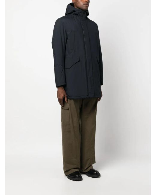 Herno Blue Flap-Pockets Hooded Jacket for men