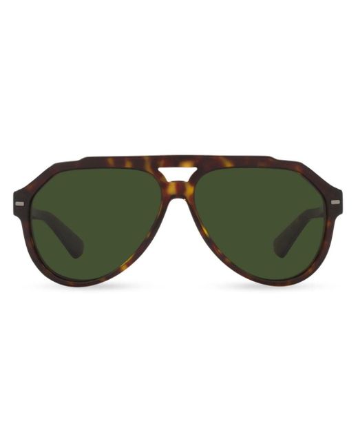 Dolce & Gabbana Green Lusso Sartoriale Pilot-frame Sunglasses for men