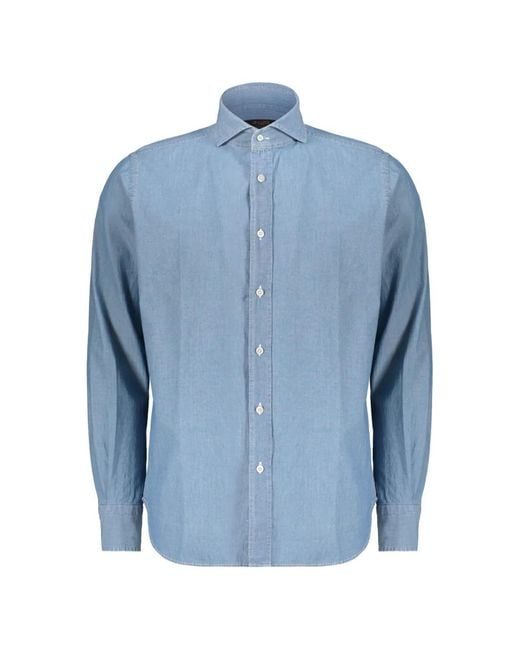Moorer Button-Up Denim Overhemd in het Blue voor heren