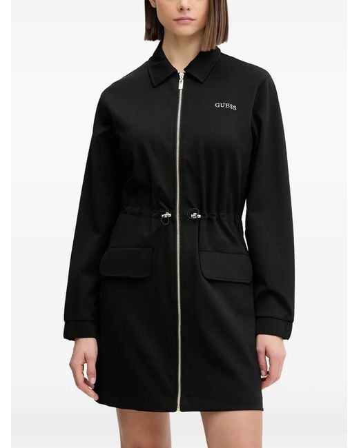 Guess Black Carla zip drawstring mini dress
