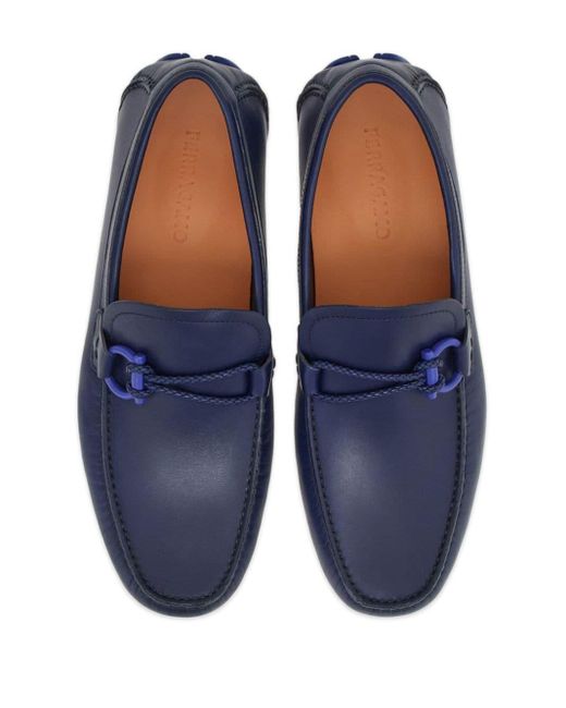 Ferragamo Blue Driver Gancini-plaque Loafers for men