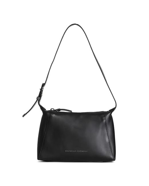 Brunello Cucinelli Black Leather Shoulder Bag for men