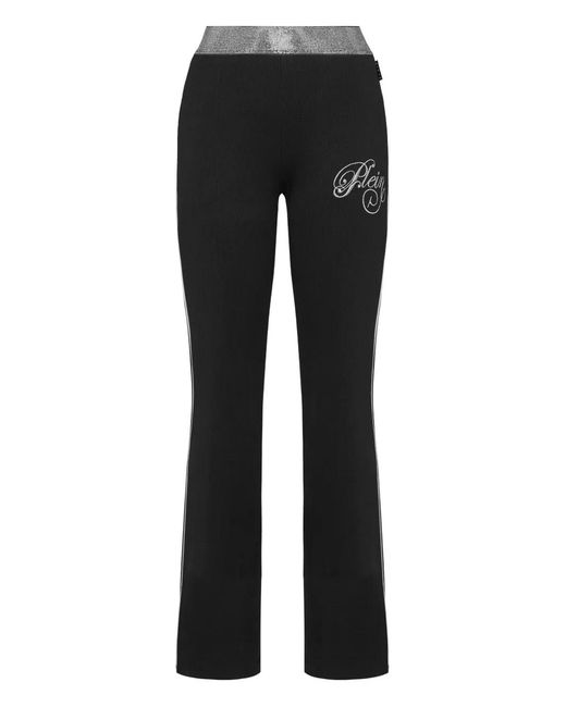 Philipp Plein Black Logo-Embellished Trousers