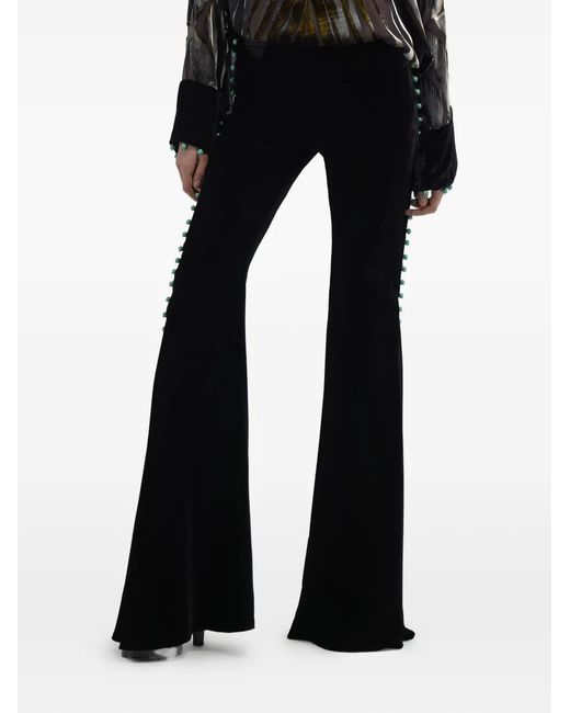 Roberto Cavalli Black Bead-Embellished Flared Trousers