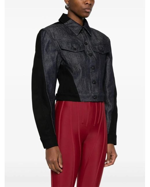 Mugler Black Colour-Block Denim Jacket