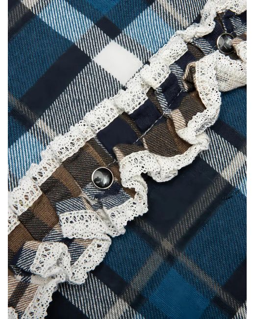 Needles Blue Frill-Trimmed Patchwork Shirt for men