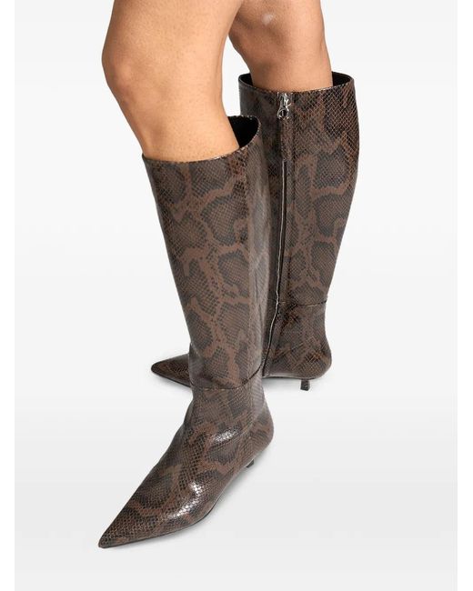 Aeyde Brown Sabrina Snake-Print Pointed Boots