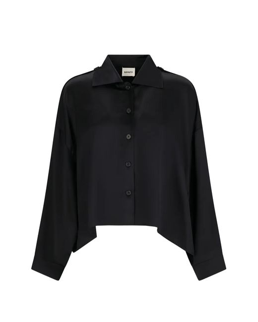 Khaite Black Chemise Bodine À Épaulettes