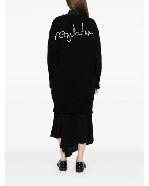 Cardigan A Maniche Lunghe Con Scollo A V di Yohji Yamamoto in Black