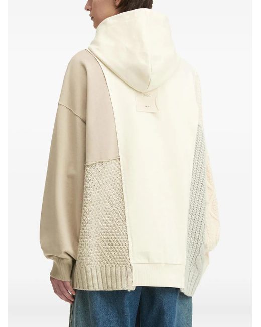 FIVE CM Natural Cable-Knit Patchwork Hoodie for men