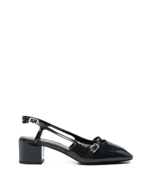 SERGIO MORETTI FIRENZE Black Buckle-Detail Slingback Pumps
