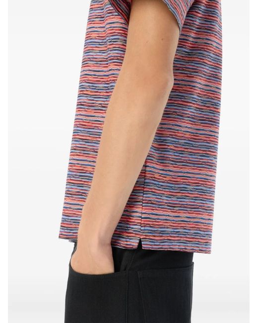 Missoni Pink Striped Short-Sleeve Polo Shirt for men