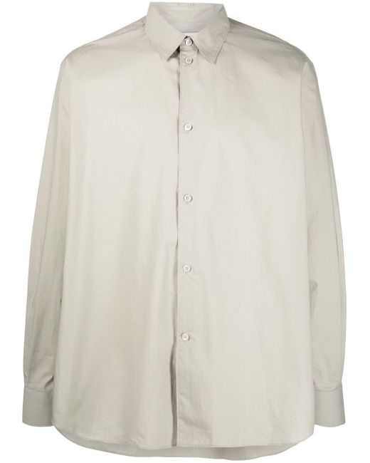 Studio Nicholson Cotton Santo Long-sleeve Shirt in Grey (Gray) for Men ...
