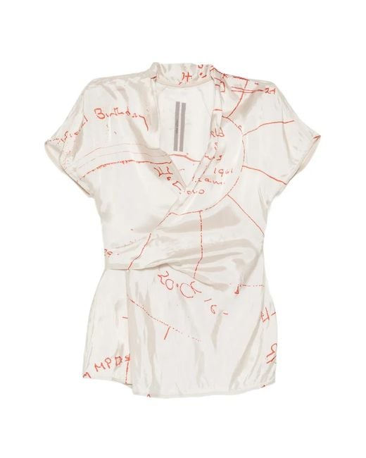 Rick Owens White Wrap Ss Blouse
