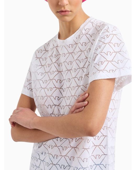 T-shirt en coton mélangé Emporio Armani en coloris White