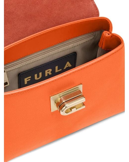 Furla Orange Mini 1927 Leather Tote Bag