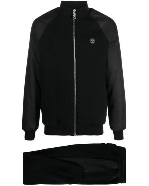 Philipp Plein Black Logo-Appliqué Tracksuit for men