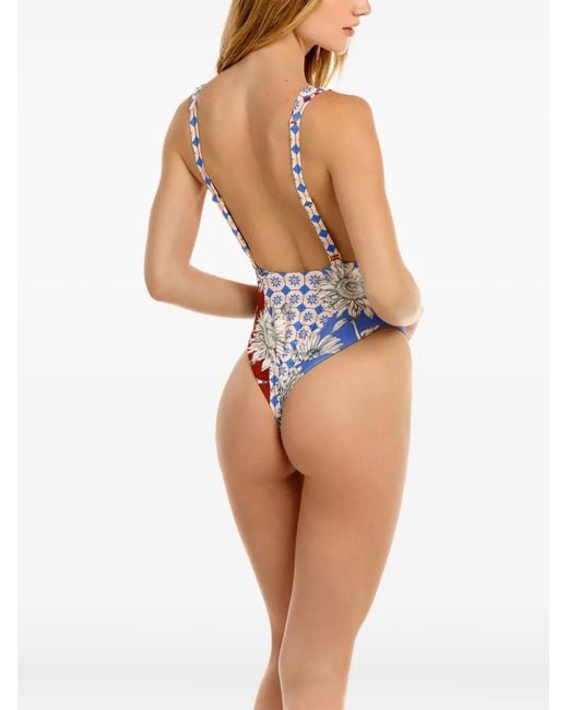 Agua Bendita Blue Tulipa Quilt Swimsuit